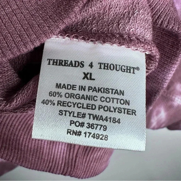 Threads 4 Thought NWT Roe Purple Tie Dye Cropped Hoodie Size XL - Picture 4 of 8